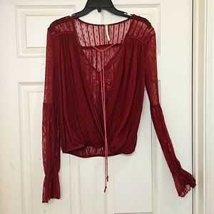 Hi Fall!!!🍇Free People Lace Women's Burgundy Blouse🥀
